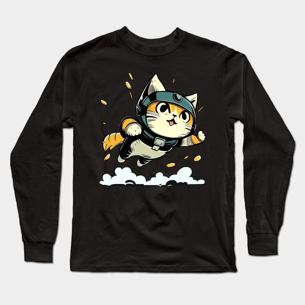 Superhero cat Long Sleeve T-Shirt by Kamila's Ideas